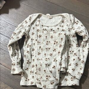 Quincy Mae Cream and Brown Floral Kids Matching Set
